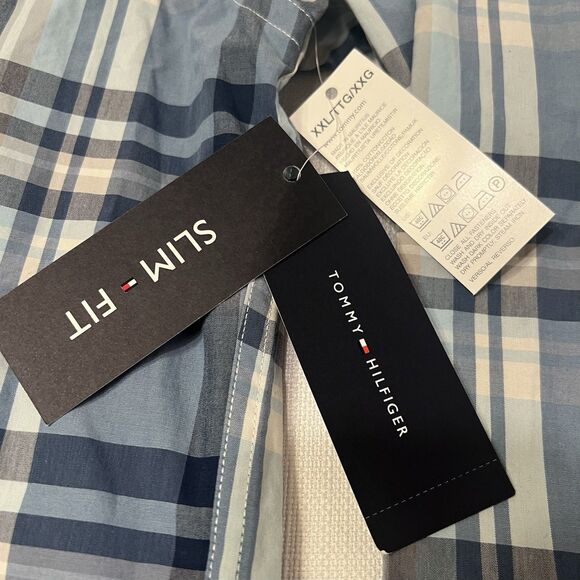Tommy Hilfiger Plaid Button‑Down Shirt Slim Fit XXL • Fleet Blue • Fall Layering - Picture 13 of 13